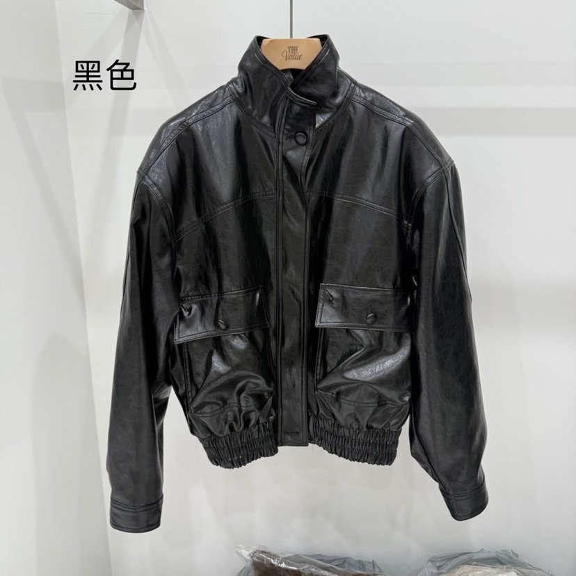 THE VALUE東大門㊣直郵女裝新品職業熱賣25秋冬皮衣皮革高領THE VALUE皮衣