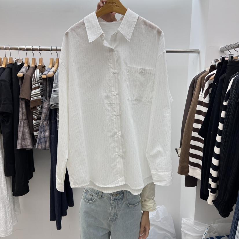 DRESS ROOM東大門㊣實拍女裝新品休閑真品熱賣襯衫蕾絲衫條紋DRESS ROOM襯衫/蕾絲衫