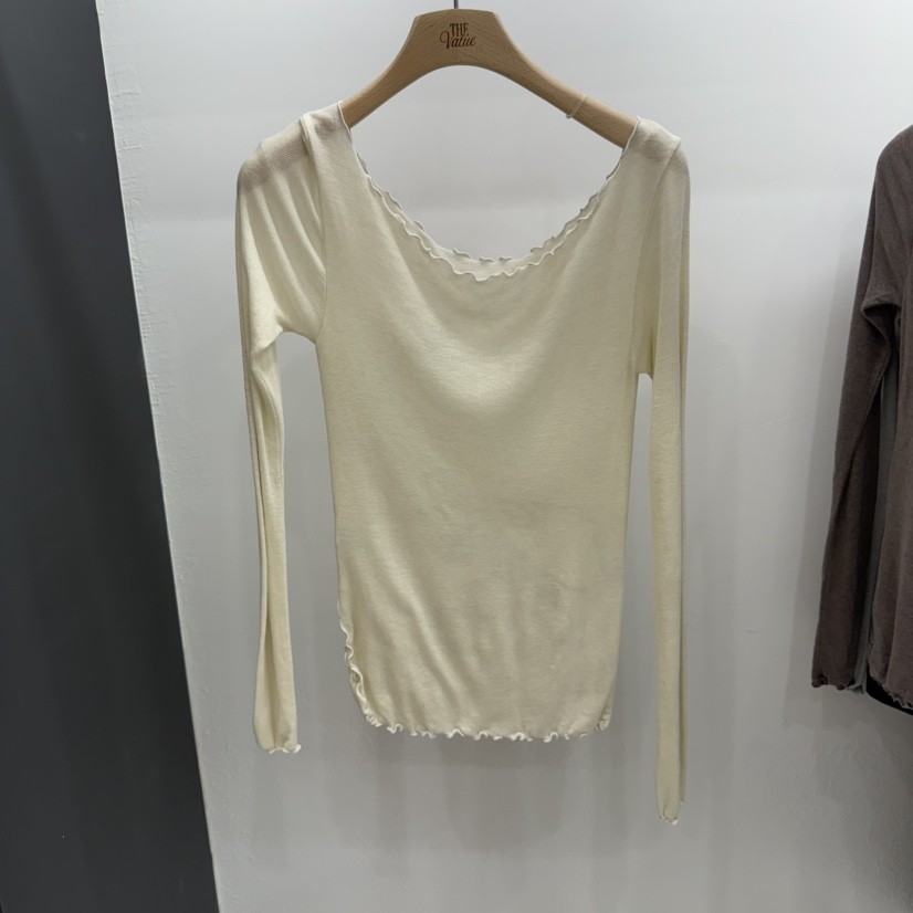 THE VALUE韓國代購㊣女士新品25秋冬真品推薦長袖T恤天絲羊毛THE VALUE長袖T恤
