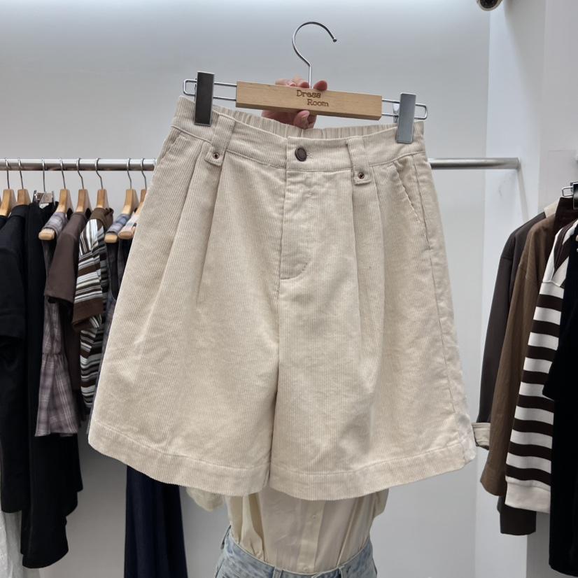 DRESS ROOM東大門㊣代購女士新品職業休閑熱賣人氣短褲燈芯絨DRESS ROOM短褲