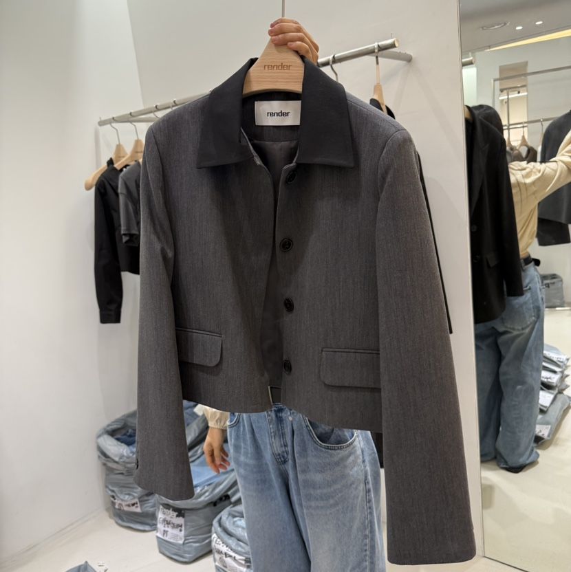 RENDER東大門㊣代購女士新品職業25秋冬推薦人氣休閑熱賣夾克RENDER夾克