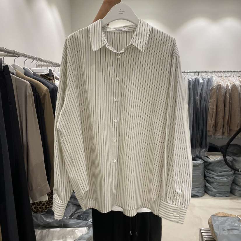 THE SECOND GROW東大門㊣直郵女士新品人氣襯衫蕾絲衫條紋THE SECOND GROW襯衫/蕾絲衫