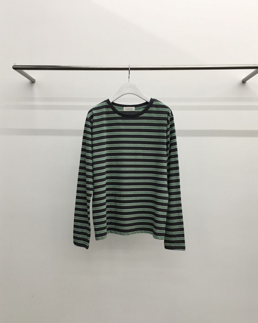 HEMP-P東大門㊣直郵女士新品推薦職業休閑時尚長袖T恤條紋hemp長袖T恤