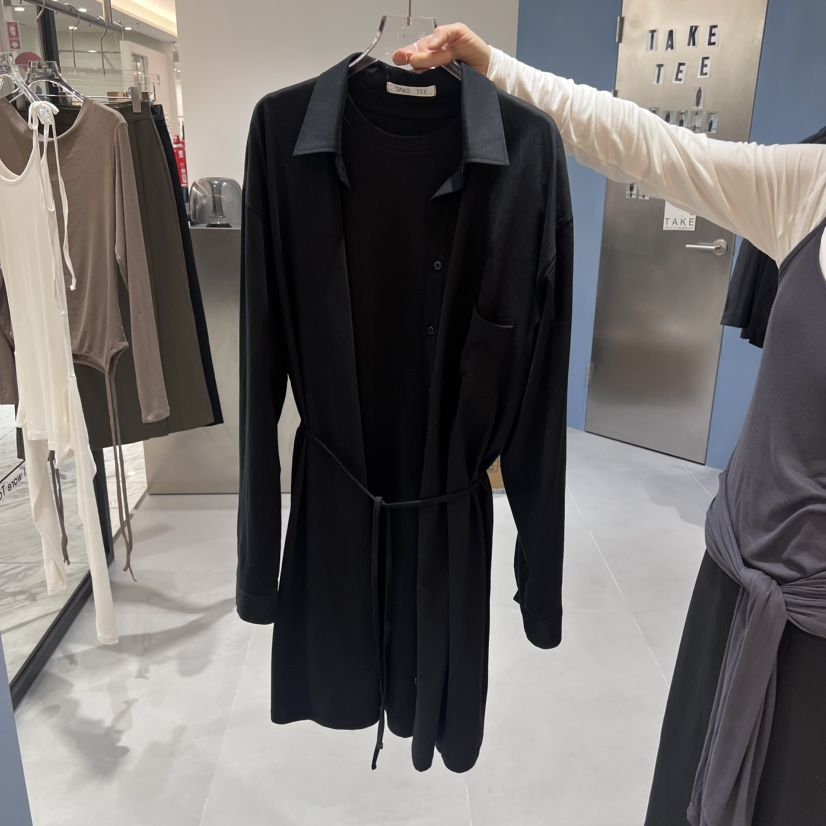 TAKE TEE韓國直郵㊣女裝新品熱賣時尚人氣連衣裙含腰繩假兩件TAKE TEE連衣裙