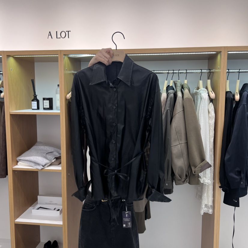 ALOT韓國直郵㊣女裝新品職業真品休閑時尚襯衫蕾絲衫含腰繩A LOT襯衫/蕾絲衫
