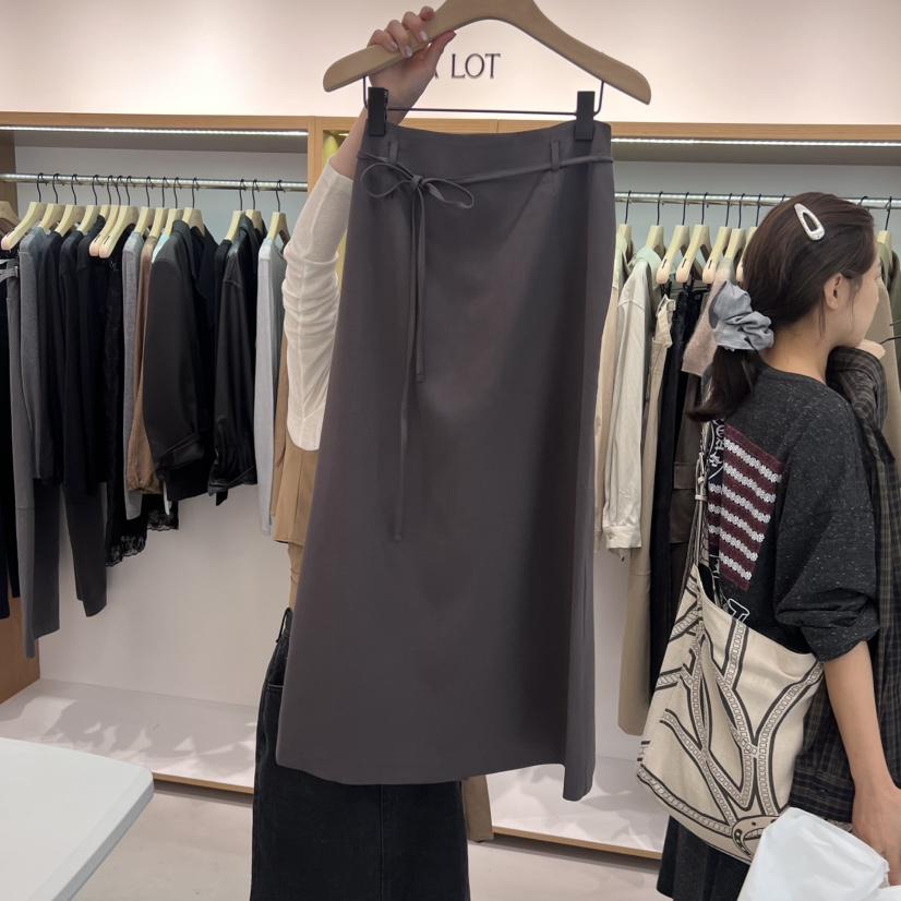 ALOT韓國代購㊣女士新款時尚推薦熱賣25秋冬休閑長裙含腰繩A LOT長裙