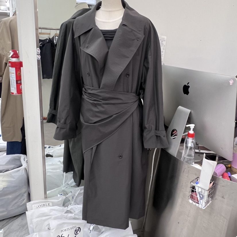 MOIBLE韓國代購㊣女士新款真品推薦25秋冬時尚長款風衣含絲巾MOIBLE長款風衣