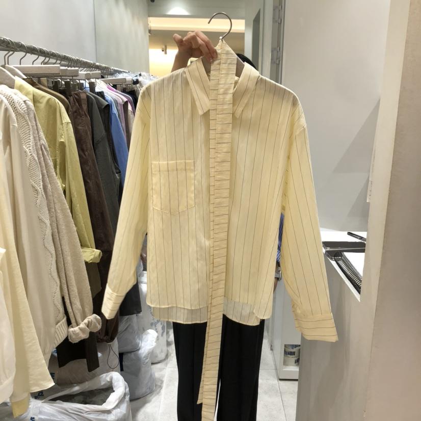 ASOME韓國直郵㊣女裝新品時尚休閑職業25秋冬襯衫蕾絲衫含腰帶A.SOME襯衫/蕾絲衫