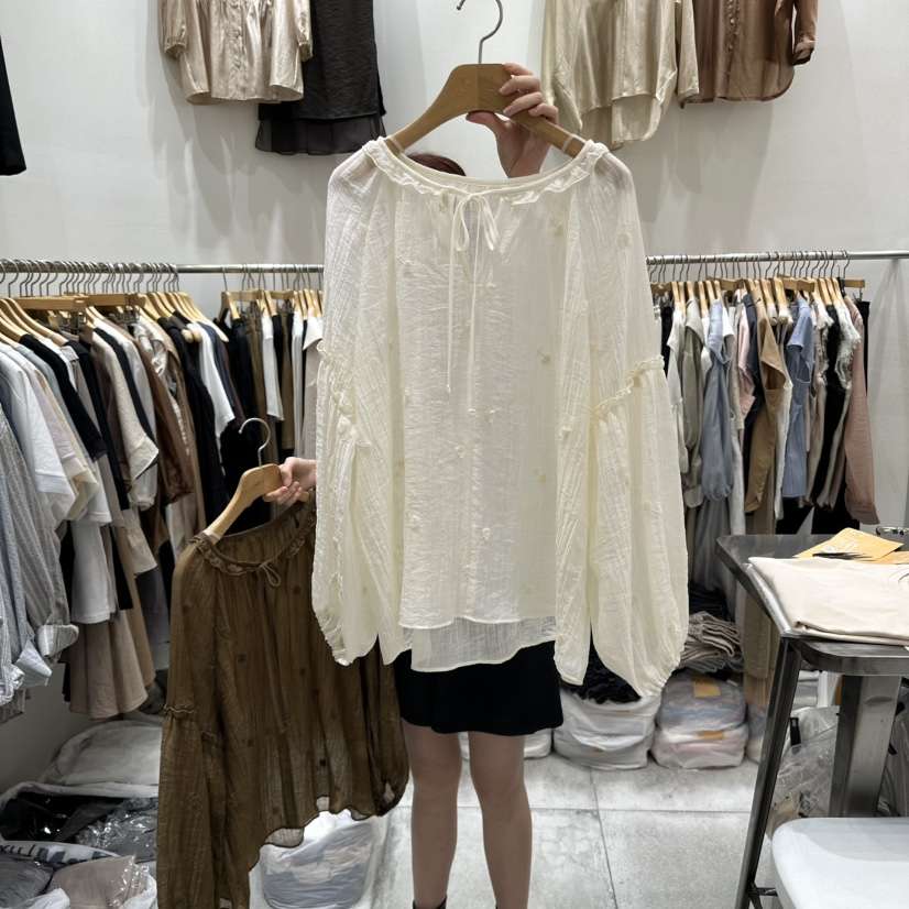 G.I-L韓國代購㊣女裝新款休閑25秋冬真品職業襯衫蕾絲衫刺繡G.I-L襯衫/蕾絲衫