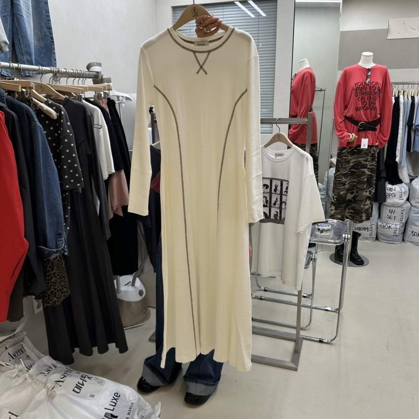 ASCEND韓國直郵㊣女裝新品熱賣25秋冬時尚人氣職業連衣裙超長ASCEND連衣裙