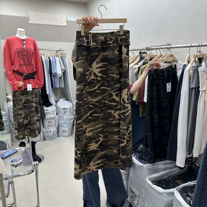 ASCEND韓國直郵㊣女士新品25秋冬熱賣職業時尚真品長裙迷彩ASCEND長裙