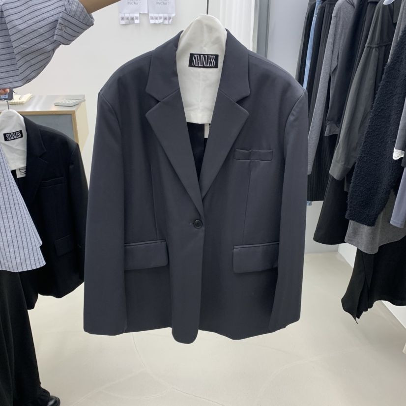 STAINLESS韓國代購㊣女士新品職業休閑推薦時尚25秋冬夾克羊毛STAINLESS夾克