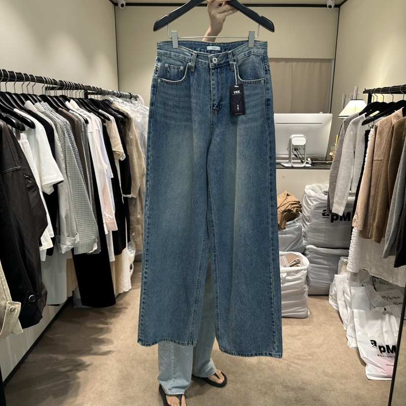 RE STOCK東大門㊣代購女裝新品25秋冬時尚職業真品牛仔褲水洗RE STOCK牛仔褲