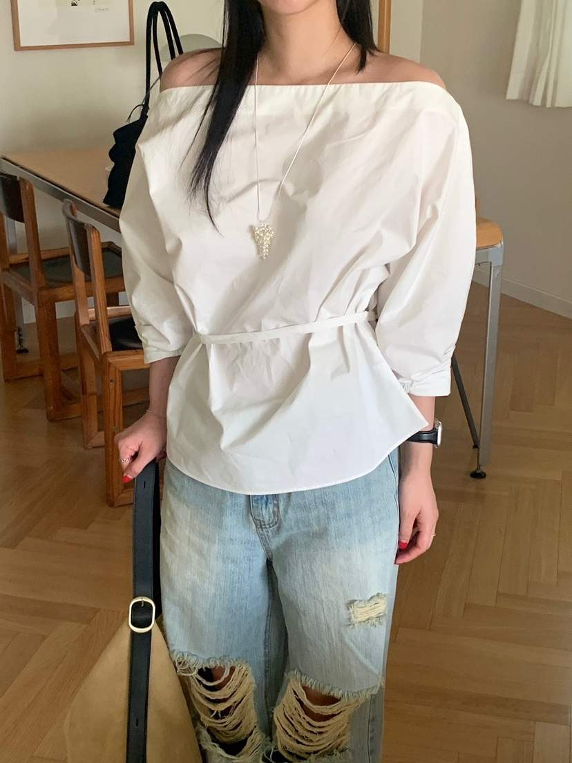ESCHER東大門㊣代購女士新品職業推薦真品襯衫蕾絲衫含腰繩ESCHER襯衫/蕾絲衫