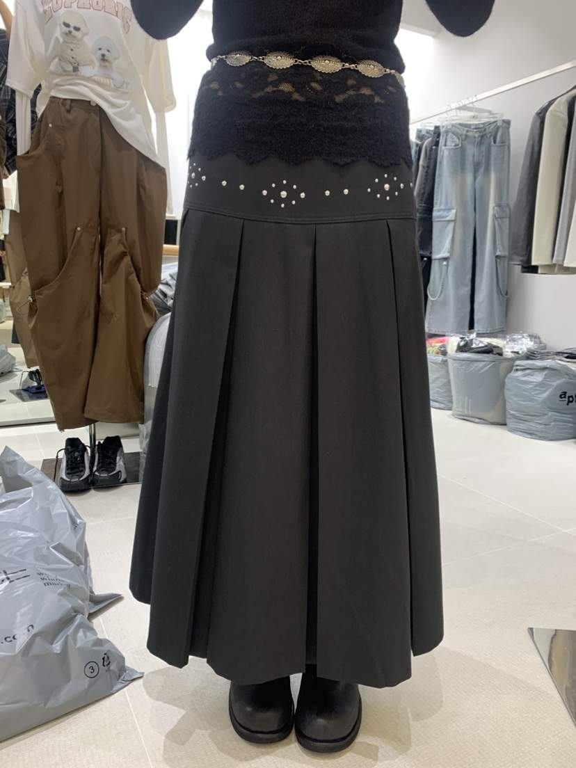 EYEL韓國直郵㊣女裝新品真品職業時尚25秋冬長裙不含腰帶百褶EYEL長裙