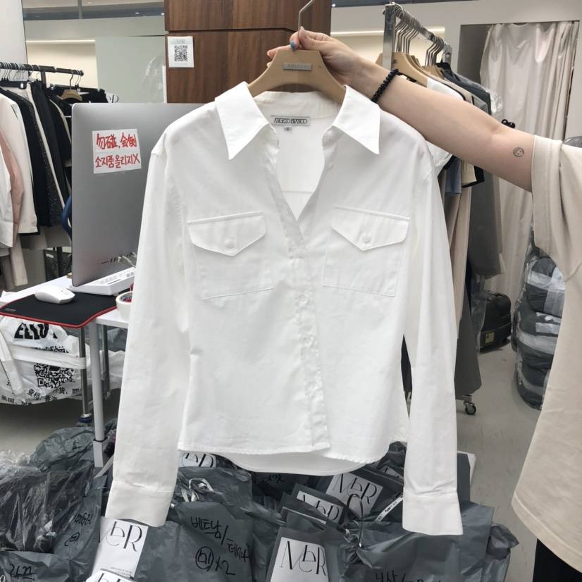 MER東大門㊣直郵女裝新款25秋冬休閑熱賣職業人氣襯衫蕾絲衫MER/ANGELO BIANCO襯衫/蕾絲衫