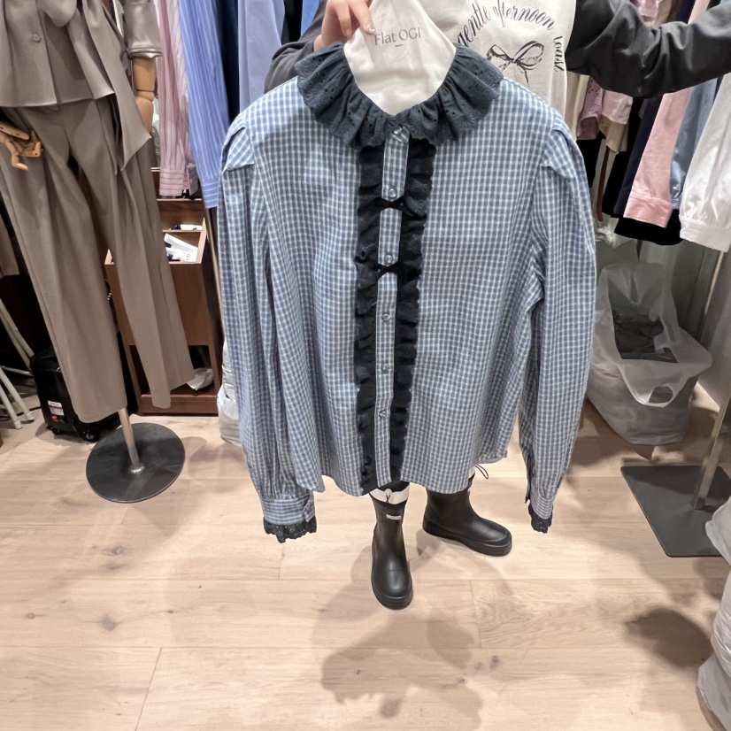 OGI東大門㊣代購女士新品職業推薦時尚25秋冬休閑襯衫蕾絲衫FLat OGI襯衫/蕾絲衫