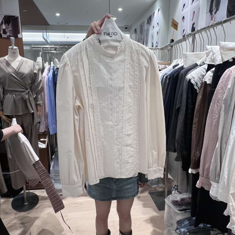 OGI韓國代購㊣女裝新品熱賣人氣時尚職業真品休閑襯衫蕾絲衫FLat OGI襯衫/蕾絲衫