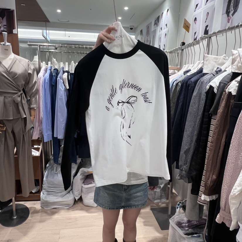 OGI韓國代購㊣女士新品人氣熱賣職業時尚真品休閑推薦長袖T恤FLat OGI長袖T恤