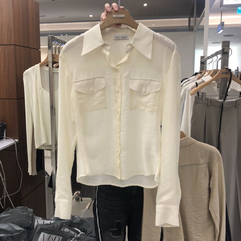 MER韓國代購㊣女裝新品時尚25秋冬熱賣休閑人氣職業襯衫蕾絲衫MER/ANGELO BIANCO襯衫/蕾絲衫