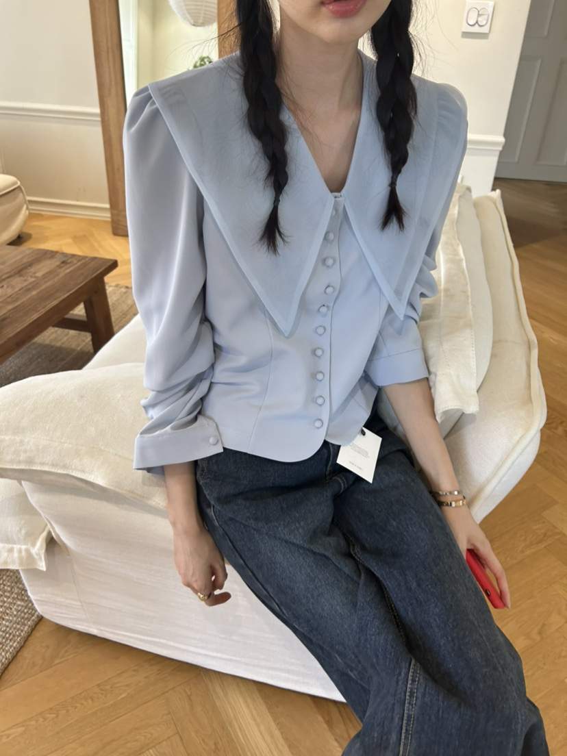 ME MO韓國代購㊣女裝新款25秋冬人氣休閑職業推薦襯衫蕾絲衫ME MO襯衫/蕾絲衫