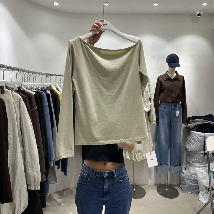 INNI韓國代購㊣女士新品人氣推薦職業25秋冬時尚熱賣長袖T恤inni長袖T恤