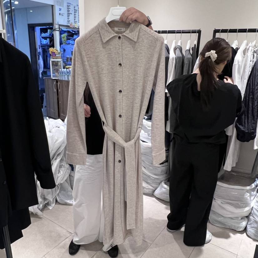 MASCULINE東大門㊣實拍女裝新品人氣連衣裙美利奴羊毛含腰帶MASCULINE連衣裙