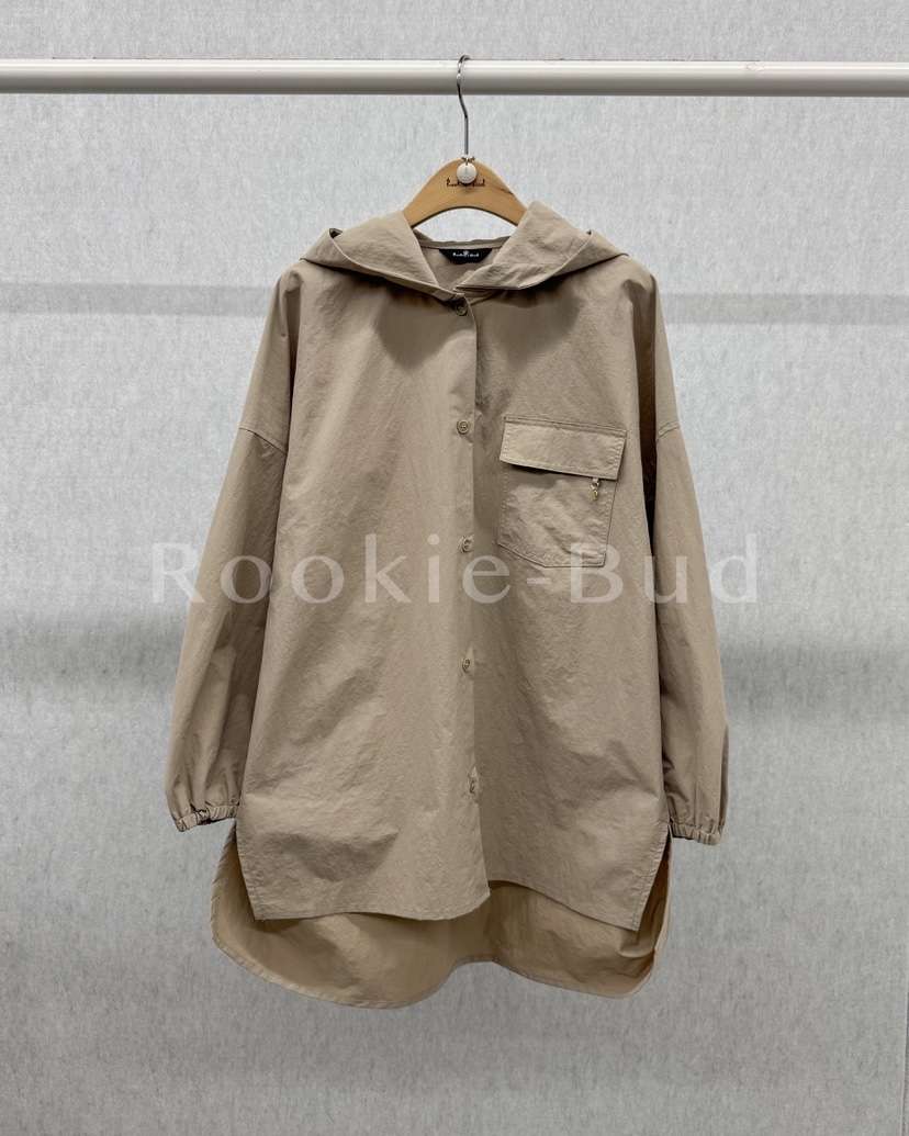 ROOKIE BUD東大門㊣代購女裝新品人氣推薦襯衫蕾絲衫尼龍兜帽ROOKIE BUD-L襯衫/蕾絲衫