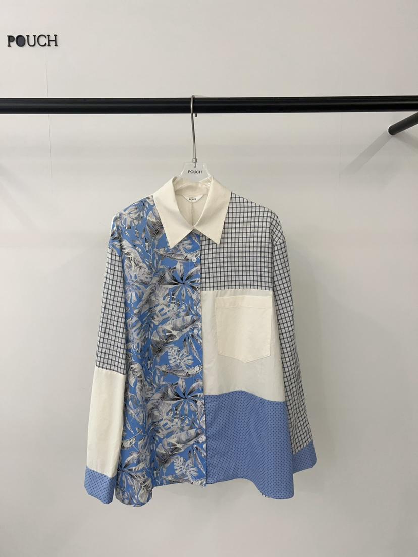 POUCH韓國直郵㊣女士新品25秋冬時尚熱賣真品職業襯衫蕾絲衫POUCH襯衫/蕾絲衫