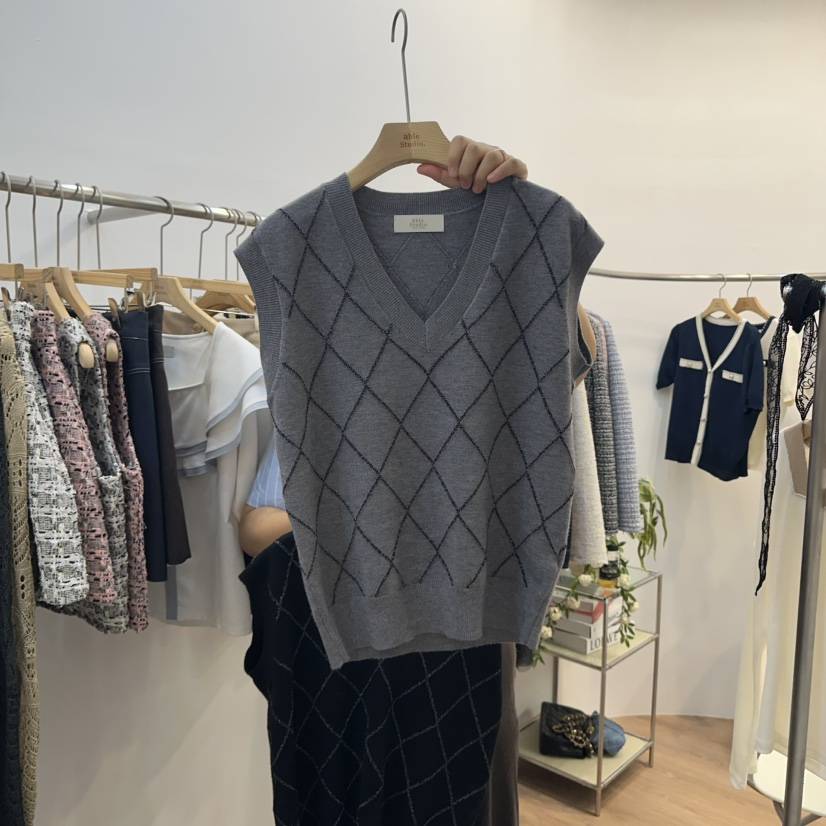 ABLESTUDIO東大門㊣代購女裝新款人氣休閑真品吊帶背心格紋ABLESTUDIO吊帶/背心