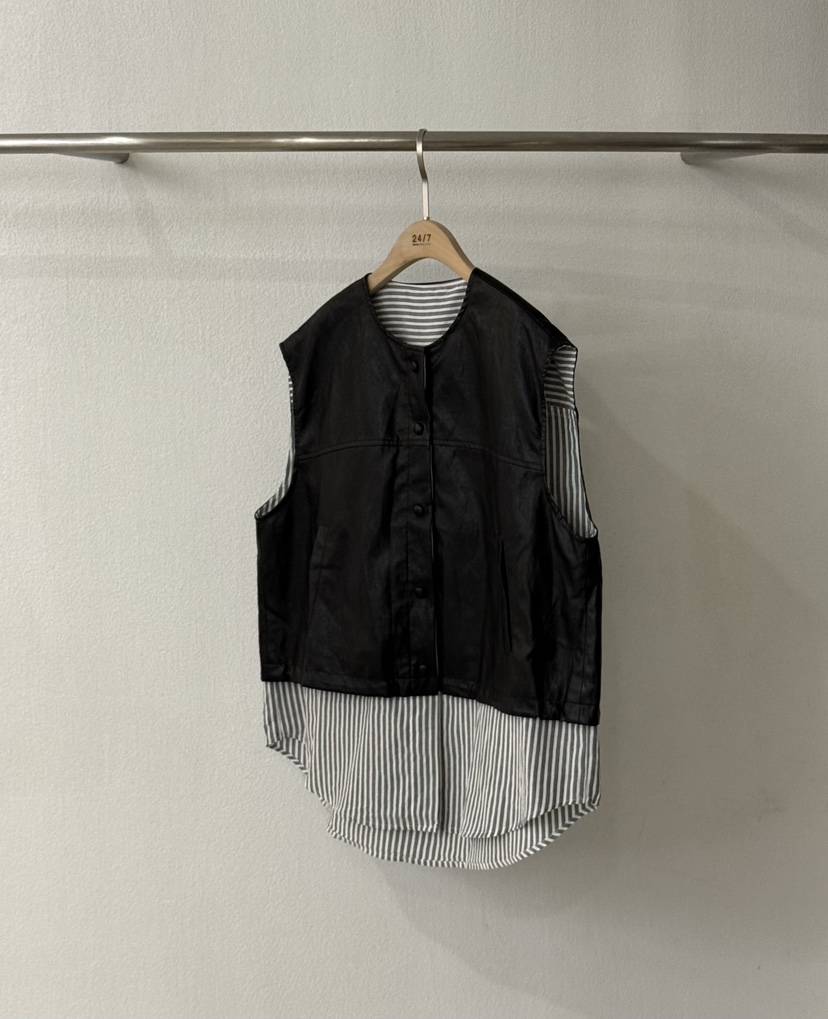 TWENTY FOUR SEVEN24-7東大門㊣直郵女裝新品25秋冬馬甲假兩件TEWNTY FOUR SEVEN24-7馬甲