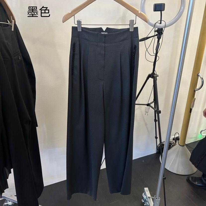 EGG東大門㊣實拍女士新款休閑職業25秋冬時尚休閑褲口袋蕾絲EGG-訂貨周期長休閑褲