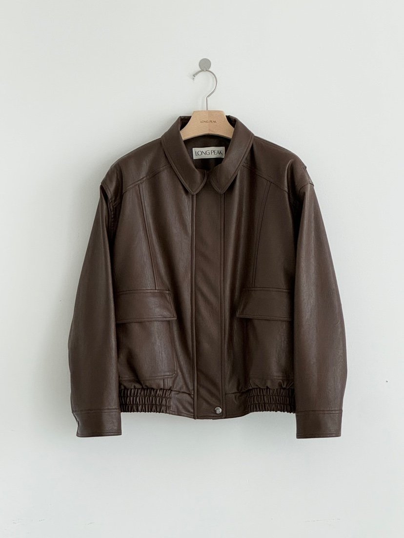 LONG PEAK韓國代購㊣女士新品25秋冬職業人氣熱賣皮衣皮革LONG PEAK皮衣