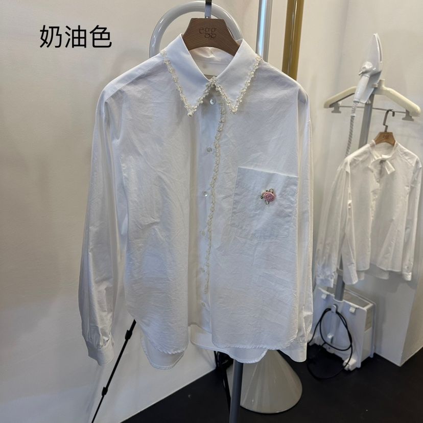 EGG東大門㊣代購女士新品推薦職業25秋冬休閑人氣襯衫蕾絲衫EGG-訂貨周期長襯衫/蕾絲衫