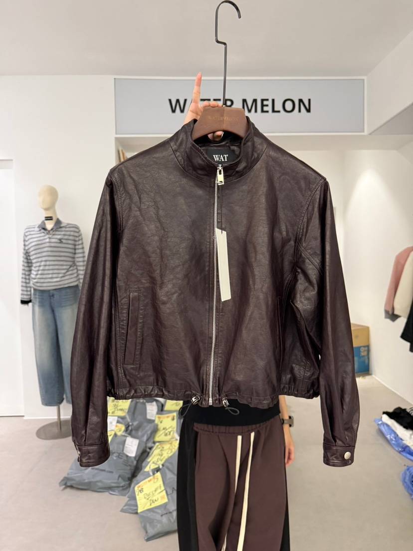 WATERMELON東大門㊣代購女士新款25秋冬推薦休閑皮衣小羊皮de goyou皮衣