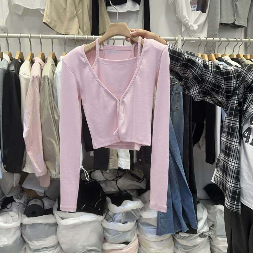 Q C東大門㊣直郵女裝新品時尚推薦職業套裝兩件套V領套裝開衫Republlc of qc套裝