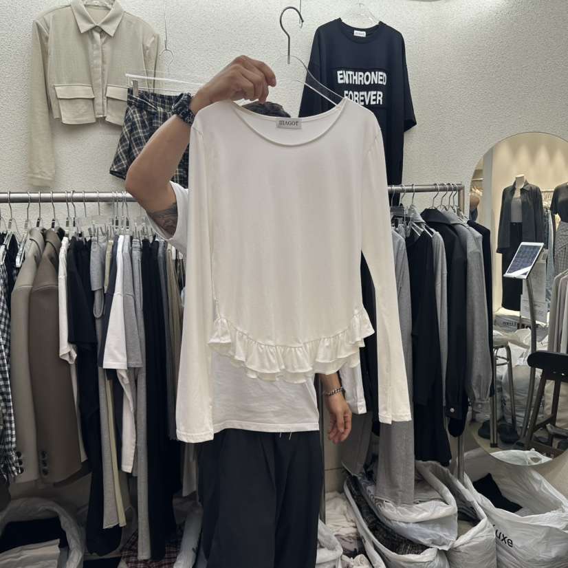 MAGOT韓國代購㊣女士新品熱賣25秋冬真品推薦休閑時尚長袖T恤IIIΛGOT/MAGOT長袖T恤
