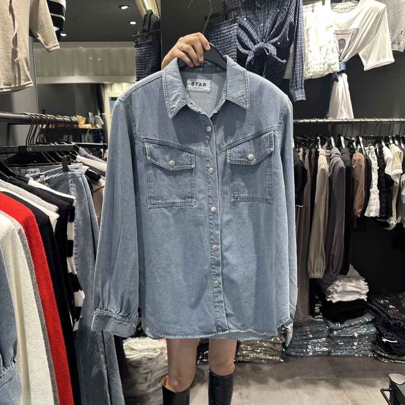 LONE STAR韓國代購㊣女裝新品休閑25秋冬推薦熱賣襯衫蕾絲衫LONE STAR襯衫/蕾絲衫