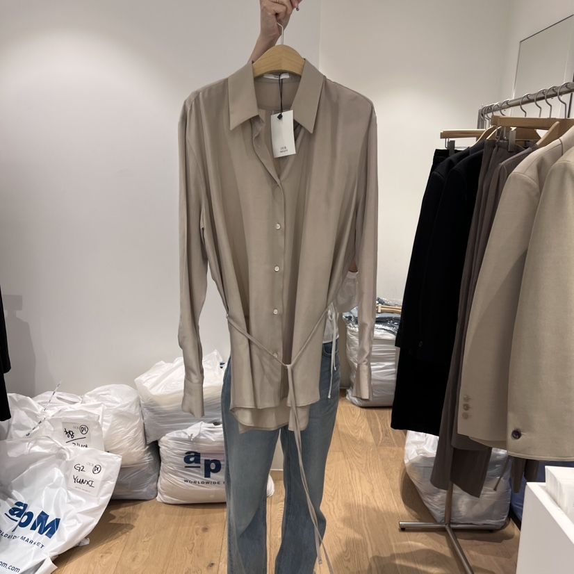 OUR-A東大門㊣直郵女士新品人氣25秋冬時尚襯衫蕾絲衫含腰繩OUR-A襯衫/蕾絲衫