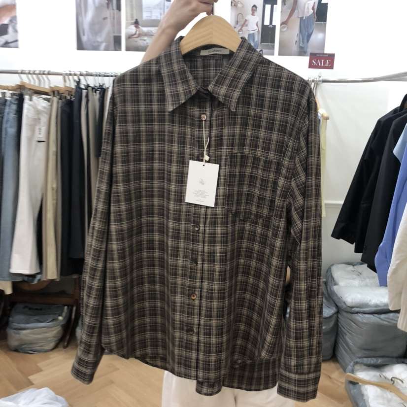 NOWHERE東大門㊣直郵女裝新品休閑真品熱賣25秋冬襯衫蕾絲衫格紋NOWHERE襯衫/蕾絲衫