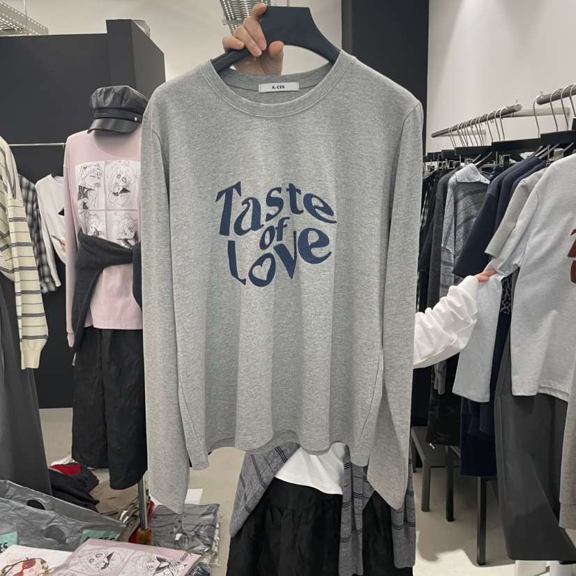 A.CES韓國代購㊣女裝新品推薦人氣25秋冬職業熱賣長袖T恤刺繡A.CES長袖T恤