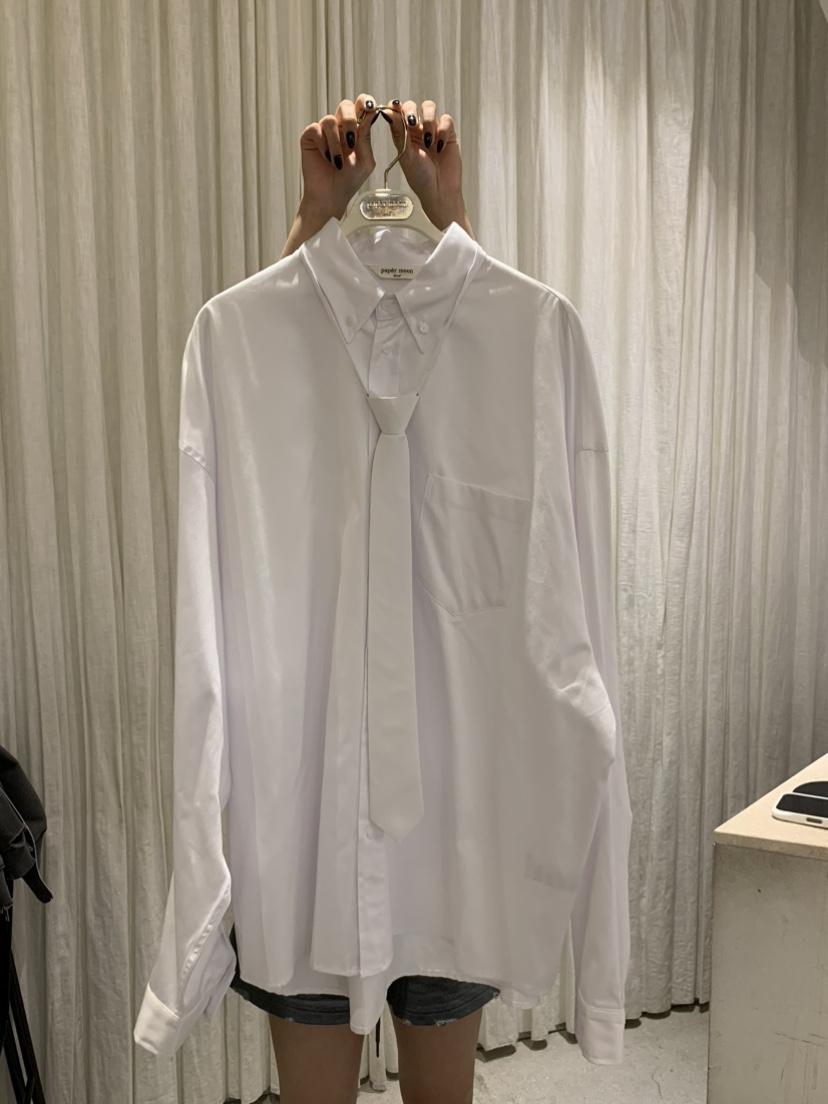 PAPERMOON韓國代購㊣女士新品25秋冬真品人氣襯衫蕾絲衫含領帶paper moon襯衫/蕾絲衫