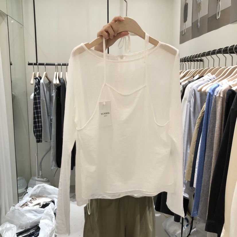 YUNBAL東大門㊣直郵女士新品人氣時尚真品襯衫蕾絲衫假兩件YUNBAL襯衫/蕾絲衫