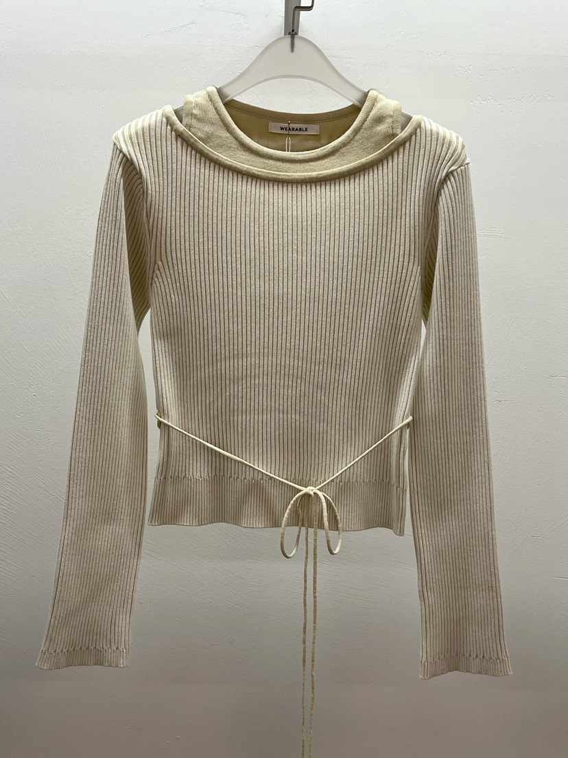 WEARABLE-L韓國代購㊣女裝新品熱賣人氣時尚休閑針織衫含腰繩WEARABLE針織衫