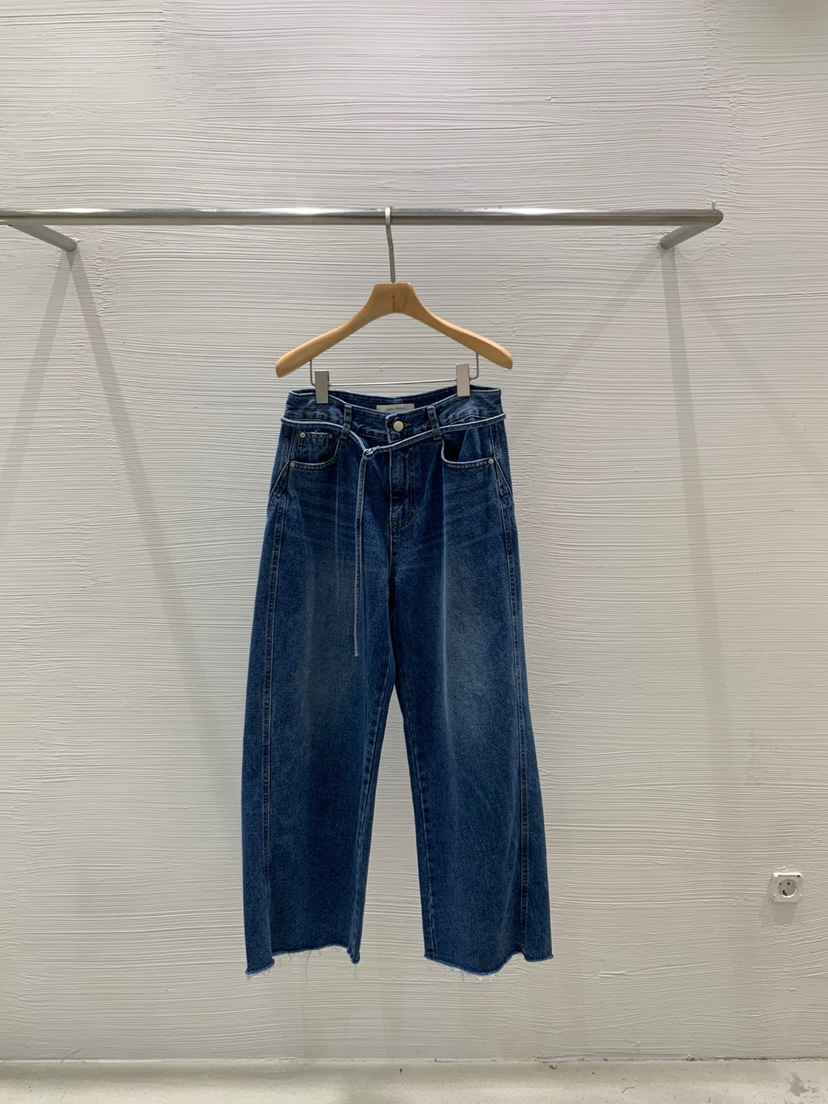 LUCY SALON韓國代購㊣女士新款熱賣推薦時尚25秋冬牛仔褲含腰繩LUCY SALON牛仔褲