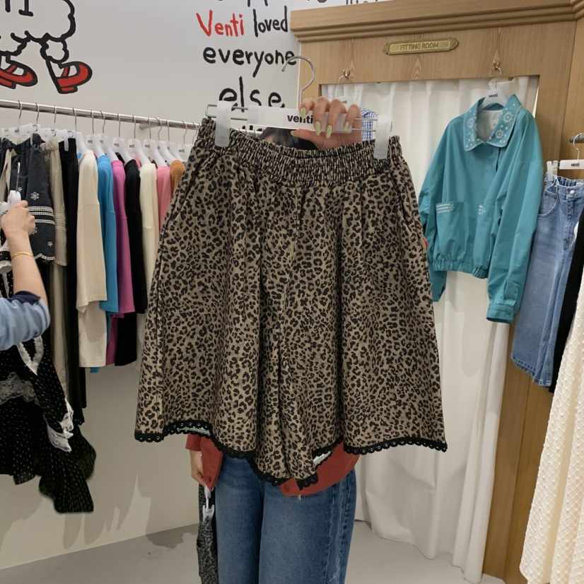 VENTI韓國代購㊣女士新品25秋冬時尚休閑真品職業熱賣短褲豹紋VENTI短褲