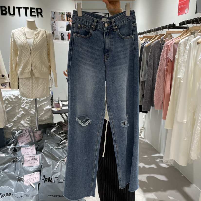 BUTTER-P韓國直郵㊣女裝新款推薦熱賣休閑25秋冬真品牛仔褲BUTTER-P牛仔褲