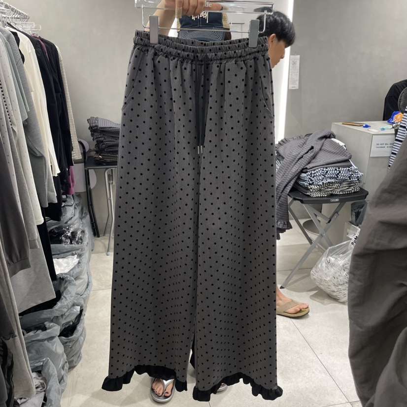 ANDE韓國代購㊣女裝新款真品熱賣休閑職業25秋冬休閑褲荷葉邊Ande休閑褲