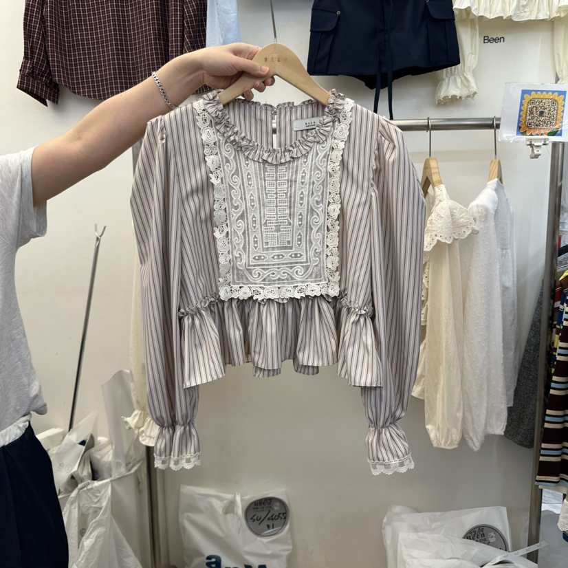 BEEN-A東大門㊣代購女士新款25秋冬休閑職業真品襯衫蕾絲衫BEEN-A襯衫/蕾絲衫