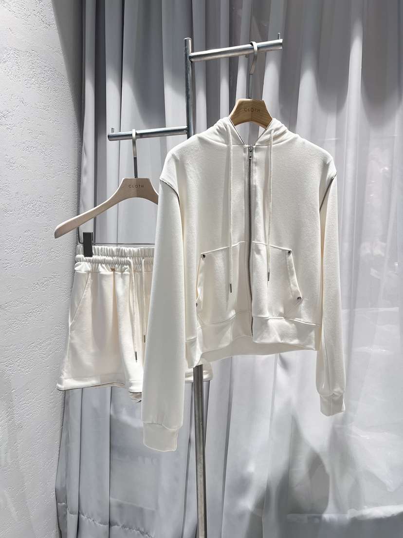 CLOTH東大門㊣實拍女裝新品熱賣人氣時尚套裝連帽拉鏈衫套裝CLOTH套裝